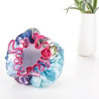 廠家直銷新款印花色丁浴帽 雙層防水浴帽  美容化妝防塵帽