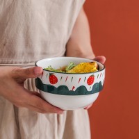 創(chuàng)意可愛手繪陶瓷草莓燕麥片甜品大碗北歐學(xué)生吃泡面湯水果碗家用
