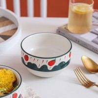 個(gè)性創(chuàng)意可愛手繪草莓北歐ins學(xué)生宿舍面碗陶瓷碗